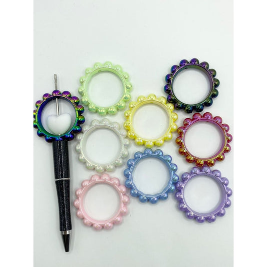 See Thru Flower Shaped Ring Frame Acrylic Beads Mix Color,42mm