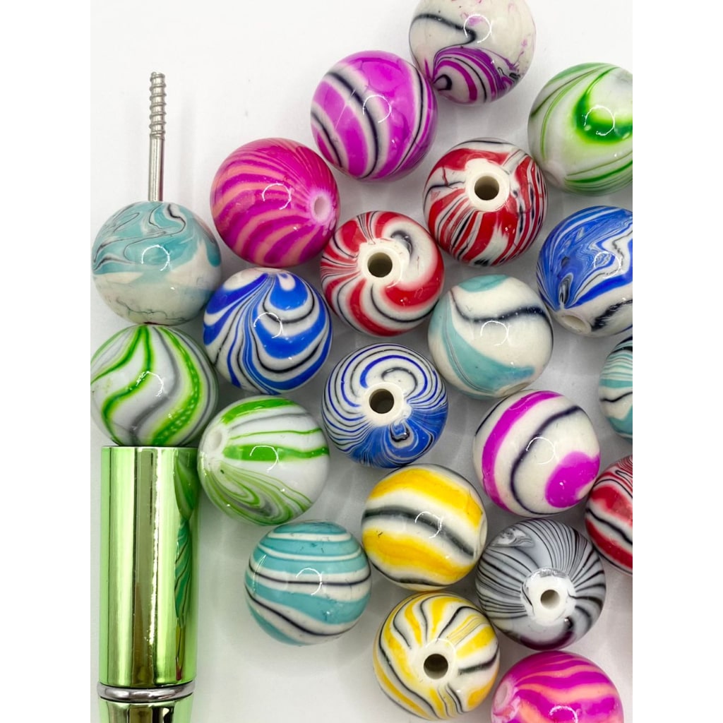 Multicolor Swirl & Marble Acrylic Beads ,16mm,Random Mix ,DK