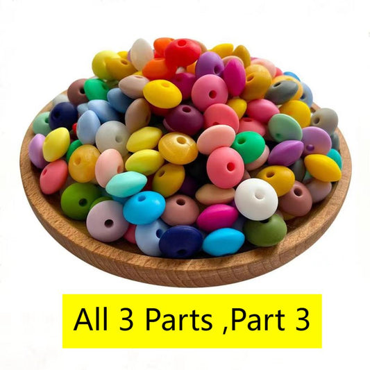 Silicone Lentil Beads Spacers 12mm(All 3 Parts ,Part 3.) Including Random Mix