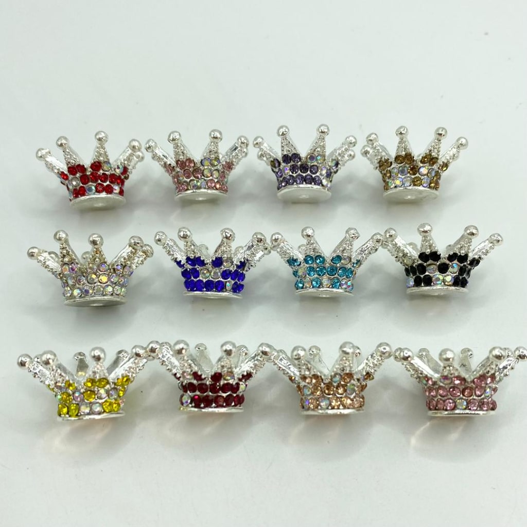 Alloy & Metal Big Crown With Color Rhinestone ,9mm by 25mm,Random Mix,ZY