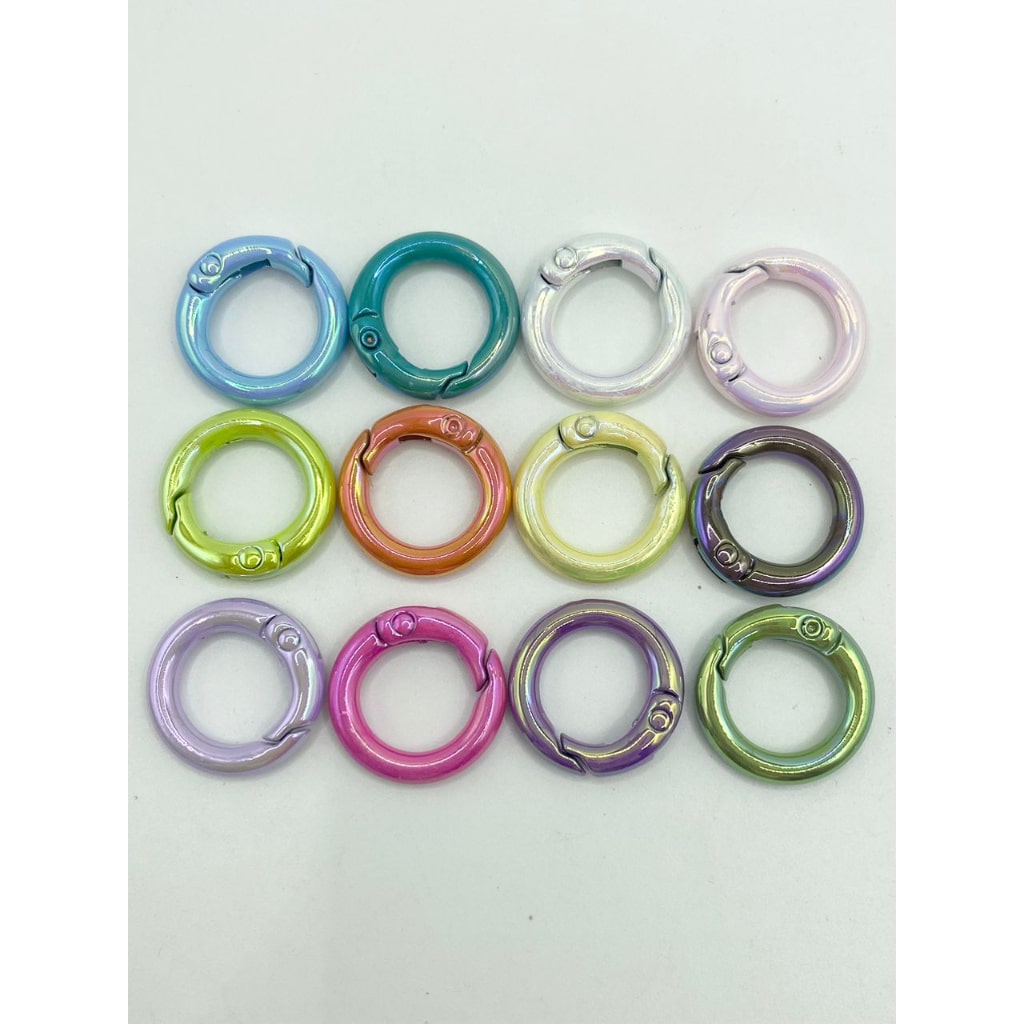 Glossy Durable Keychain Closure Round Keyring Lock ,19mm,Random Mix,CG