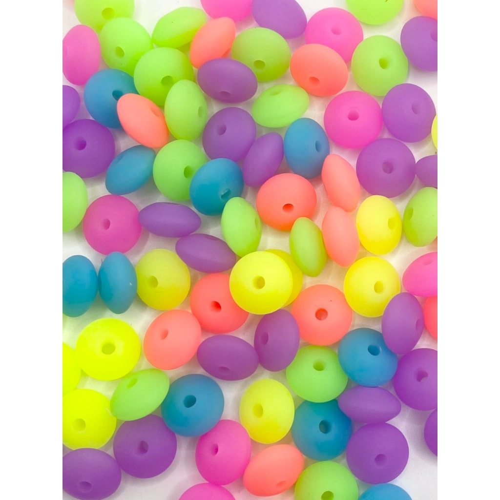 Luminious Lentil Silicone Beads ,12mm, Random Mix