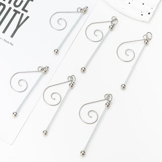 DIY Beadable Silver Metal Swirl Hangers Hooks with Keychain Bar for Christmas Ornaments Accessories, 124mm or so