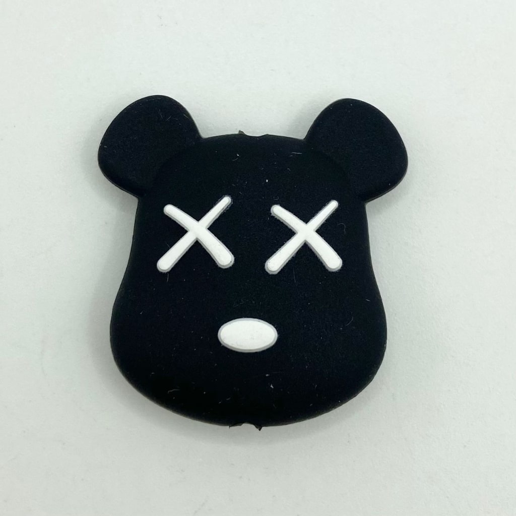 Cartoon Character Black Brute Force Bear Head Silicone Focal Beads