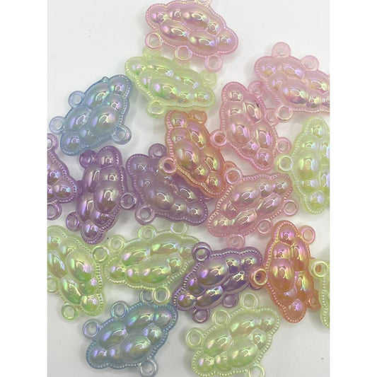 Transparent at See-Thru Cloud Shaped Acrylic Beads na may Apat na Butas ,22mm by 35mm ,Random Mix,HS