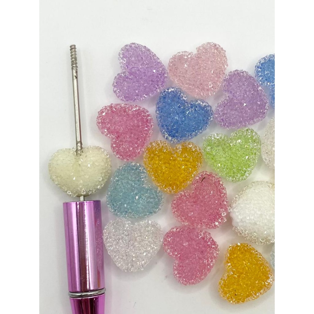 Sugar Heart Acrylic Rhinestone Beads with Small Holoes ,16mm,Random Mix,YLD