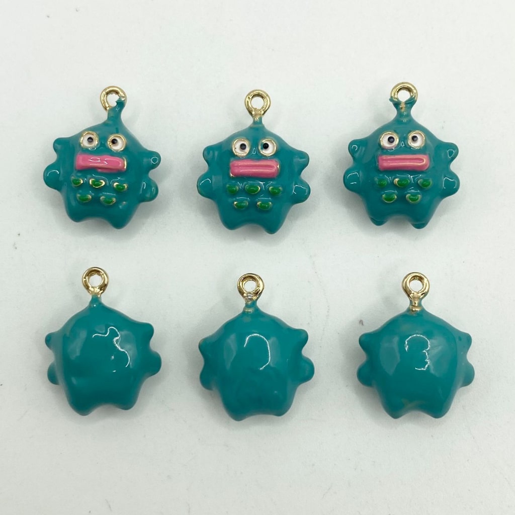 Cute Blue Monster Alloy Metal Pendants ,13mm by 17mm