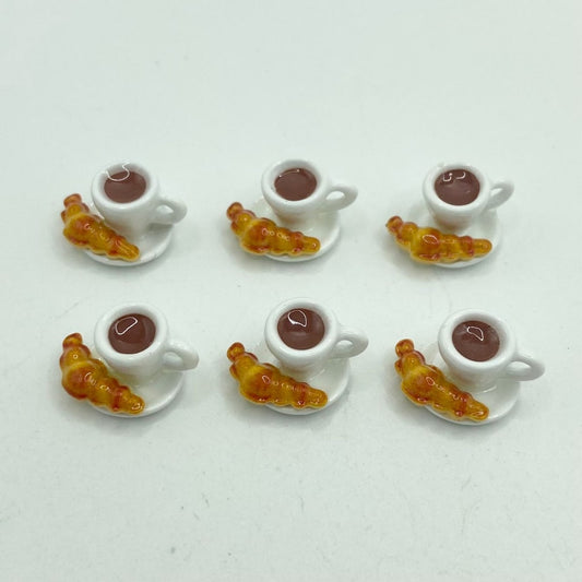 Small Coffee Mug With Bread Alloy Metal Pendants ,8mm by 11mm