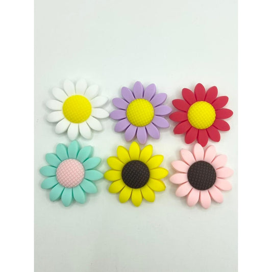 Big Sunflower Flower Silicone Focal Beads,Random Mix