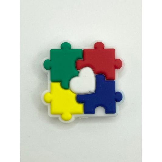 Autism Puzzle Within Heart Silicone Focal Beads