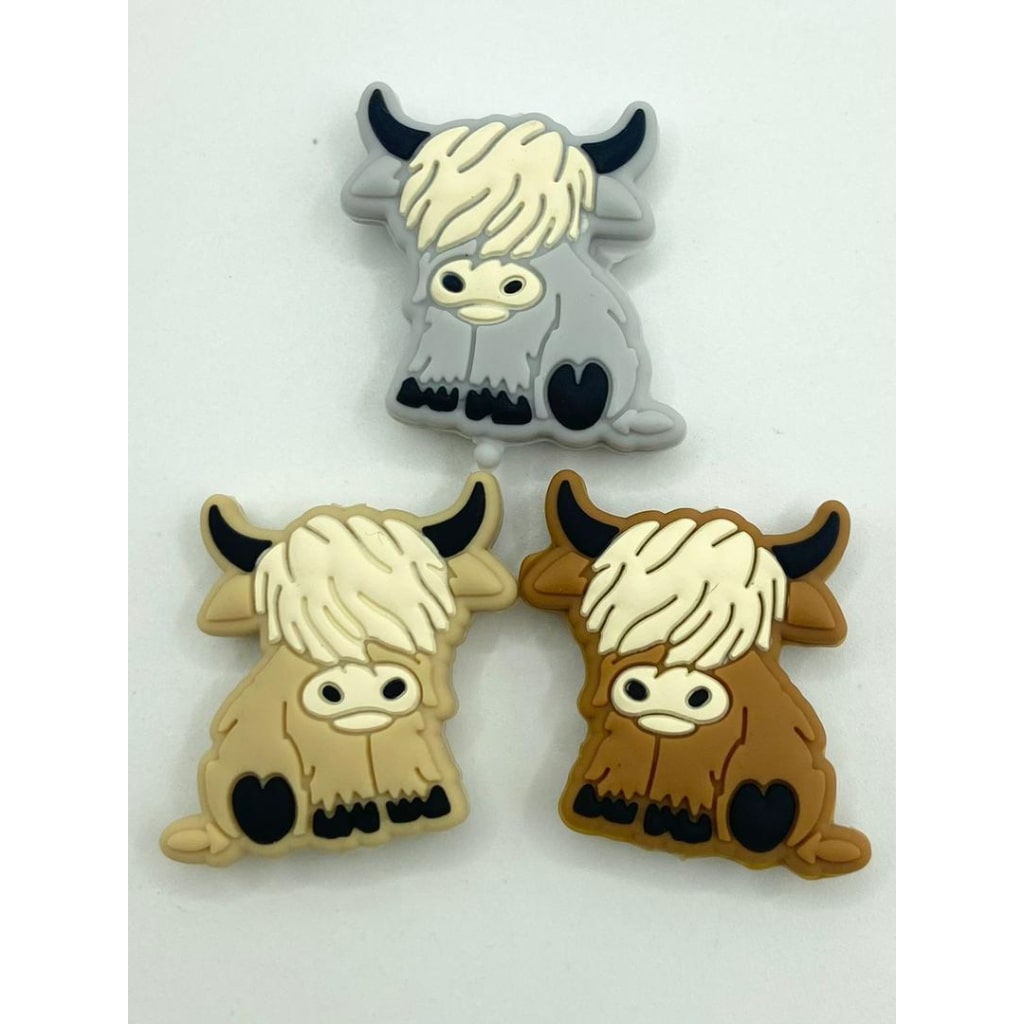 Highland Cow Sitting Silicone Focal Beads,Random Mix