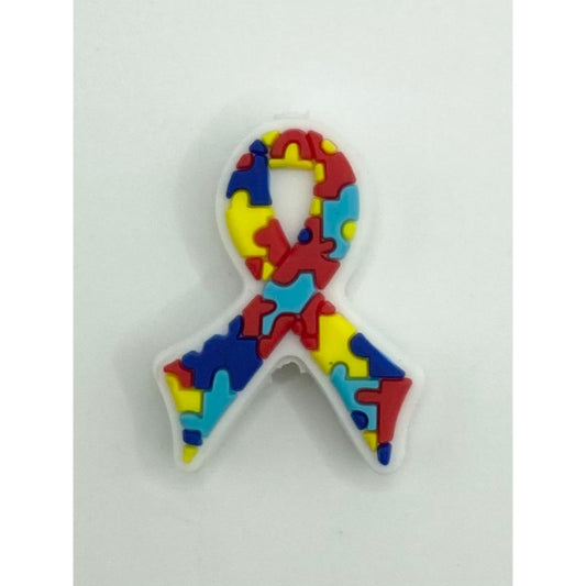 Autism Puzzle Ribbon Silicone Focal Beads