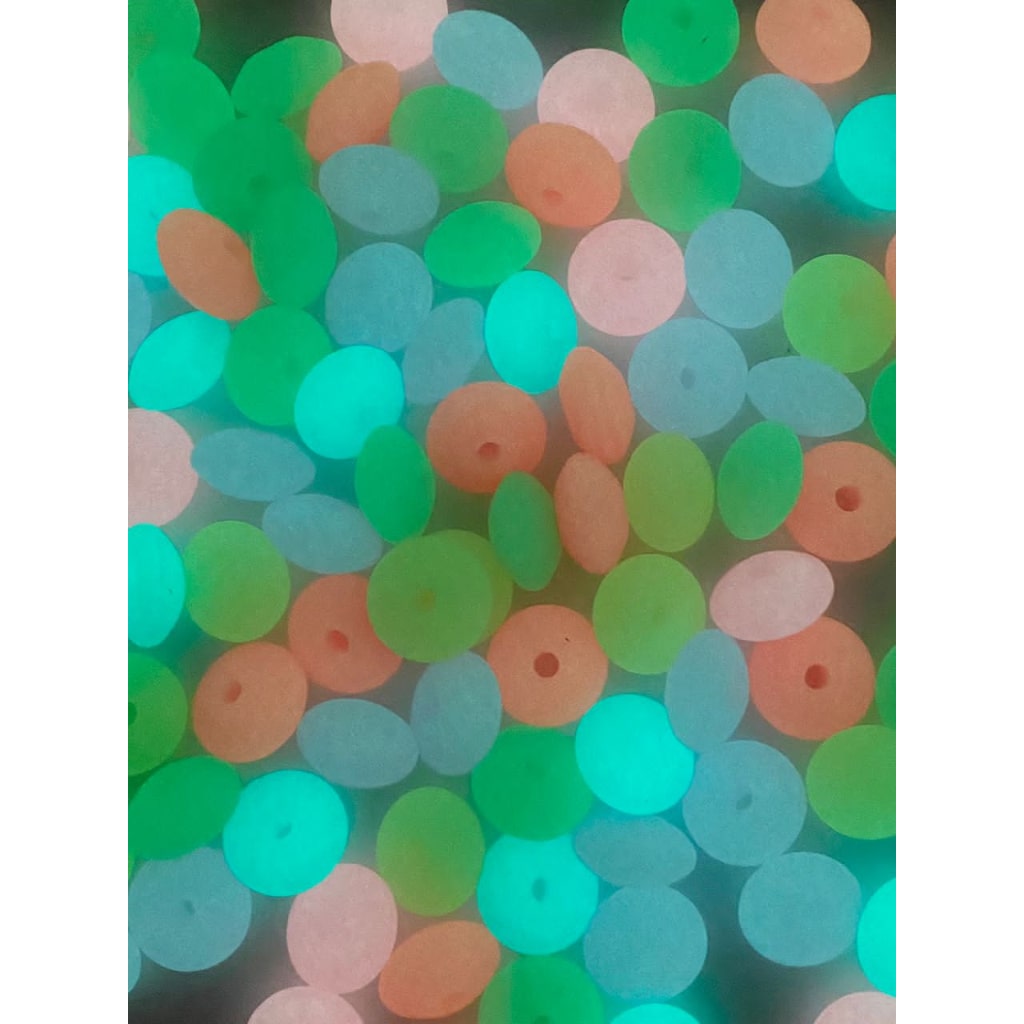 Luminious Lentil Silicone Beads ,12mm, Random Mix