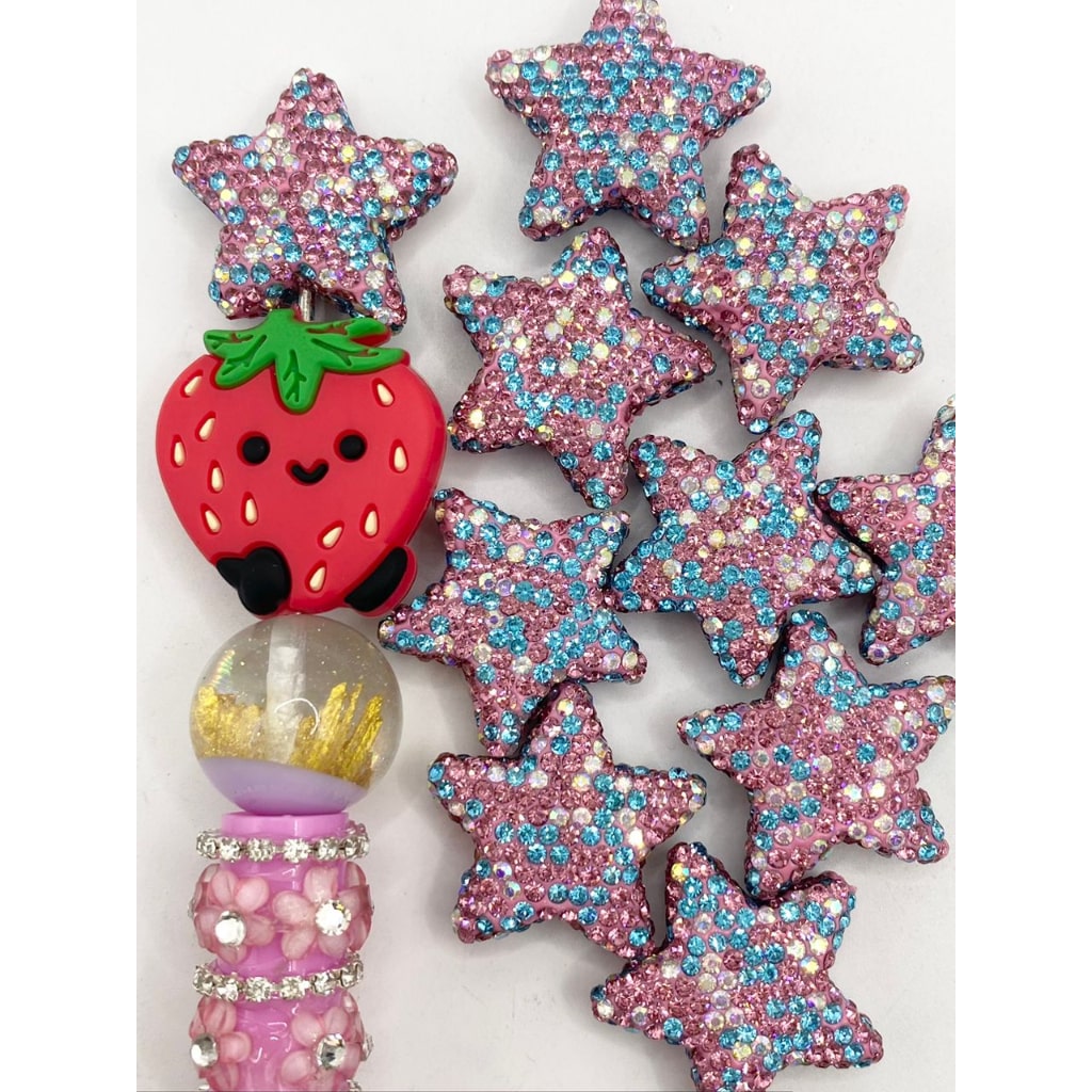 Star Shaped Clay Rhinestone Beads (Can't Fit the Pens) ,23mm,ZY