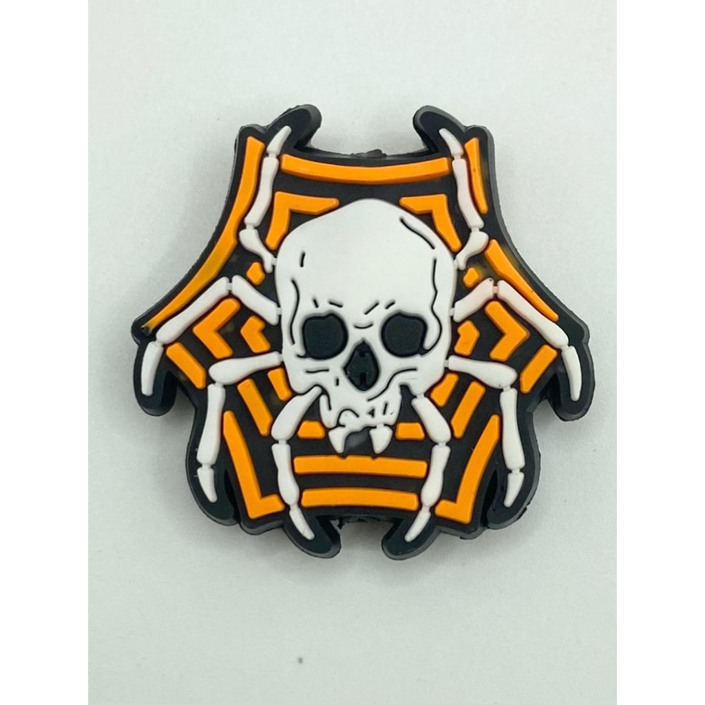 Halloween Spider Skull With Orange Web Silicone Focal Beads