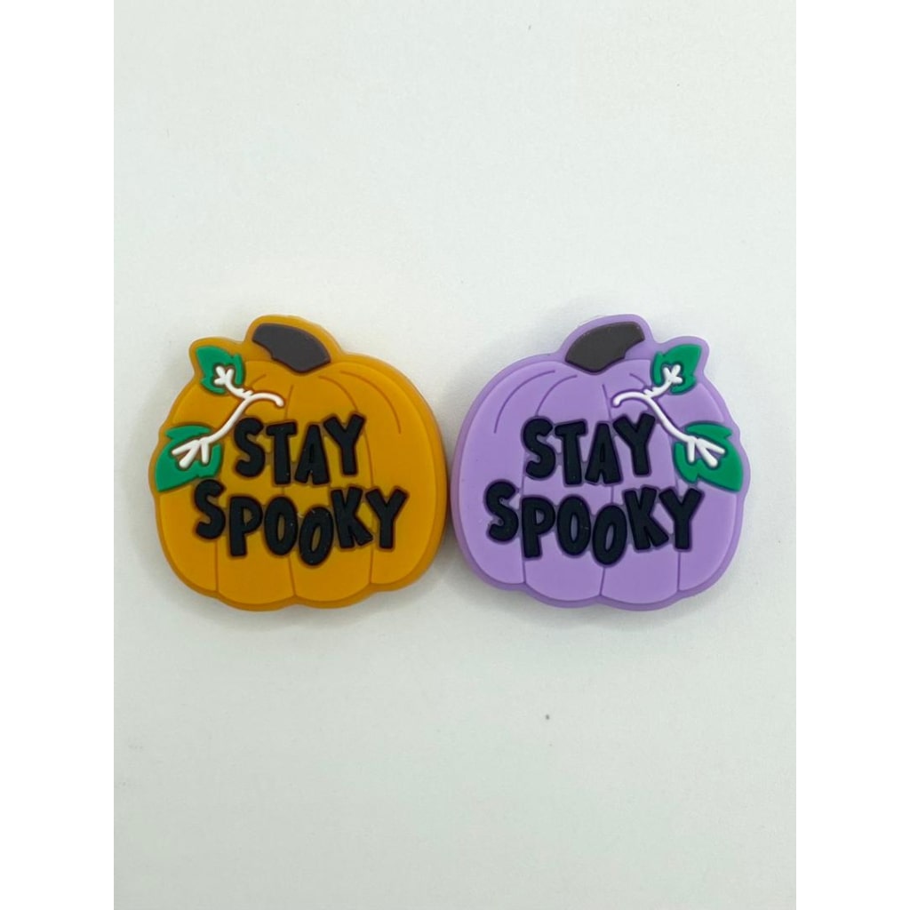 Stay Spooky Pumking Silicone Focal Beads,Random Mix