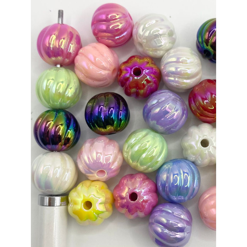 Glossy Pumking Acrylic Beads With UV Finish,16mm,Random Mix,WQ