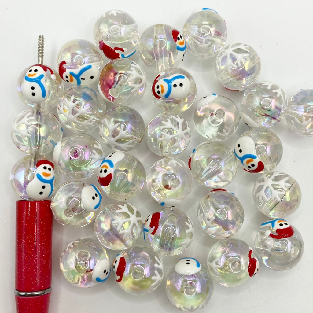 Clear See Thru Snowman &amp; Snowflake Acrylic Beads,16mm,Random Mix,CM