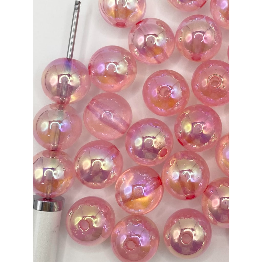 Glossy Transparent Pink Color Acrylic Beads ,16mm,MN