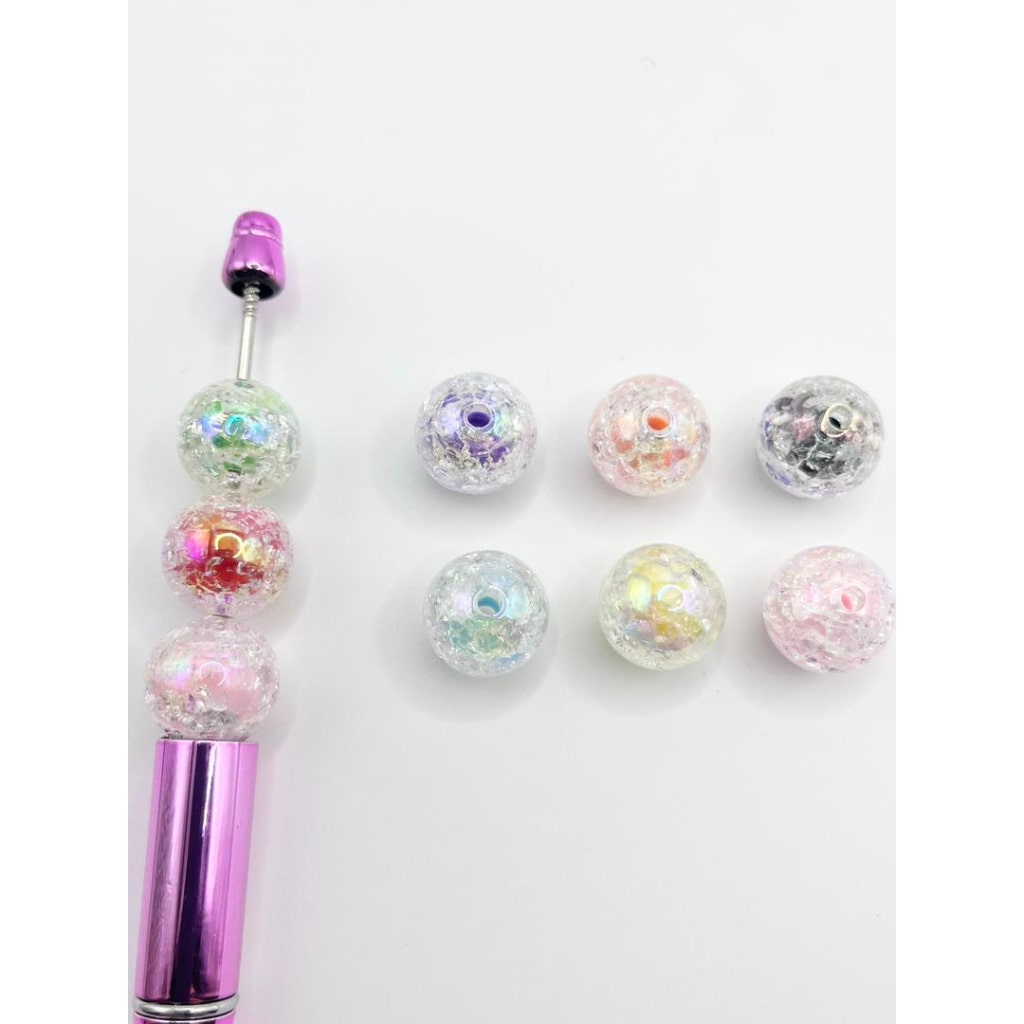 Double Layer Crackle Acrylic Beads ,Random Mix,16mm,WQ