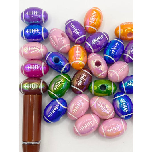 Glossy Football & Sport Acrylic Beads with UV finish ,16mm,Random Mix,WQ