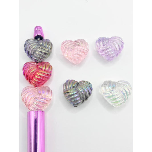 Heart Shape Clear See-Thru Acrylic Beads with Ball of Yarn Appearance,Random Mix,YY