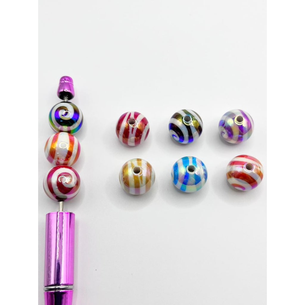 Lollipop Candy UV Coating Glossy Acrylic Beads With Swirl ,Random Mix,16mm,SJ