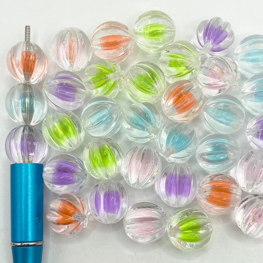 Clear Pumking & Laterns Shaped Double Layer Light Color Acrylic Beads ,16mm,Random Mix,HX