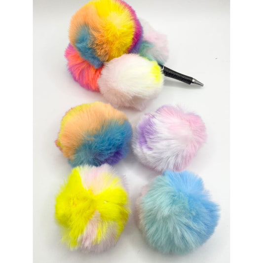 Ombre Color Big Pom Pom Fluffy Balls na may Elastic Loop ,Random Mix ,42mm,ZY