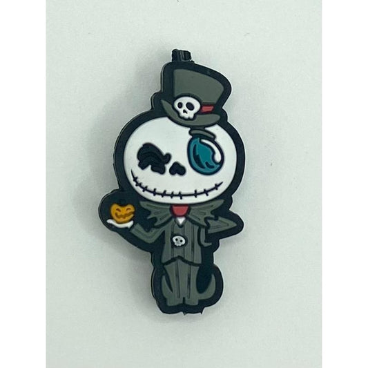 Halloween Jack With Suit & Skull Hat Silicone Focal Beads