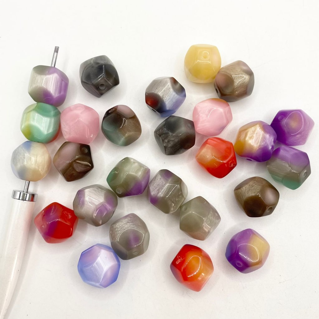 Mga Elegant na Ombre Acrylic Beads na May Light Strip ,17mm,Random Mix ,WM