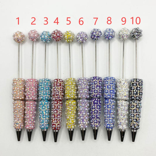 Fancy Clay Beadable Pearl and AB Rhinestone Pens ,Random Mix