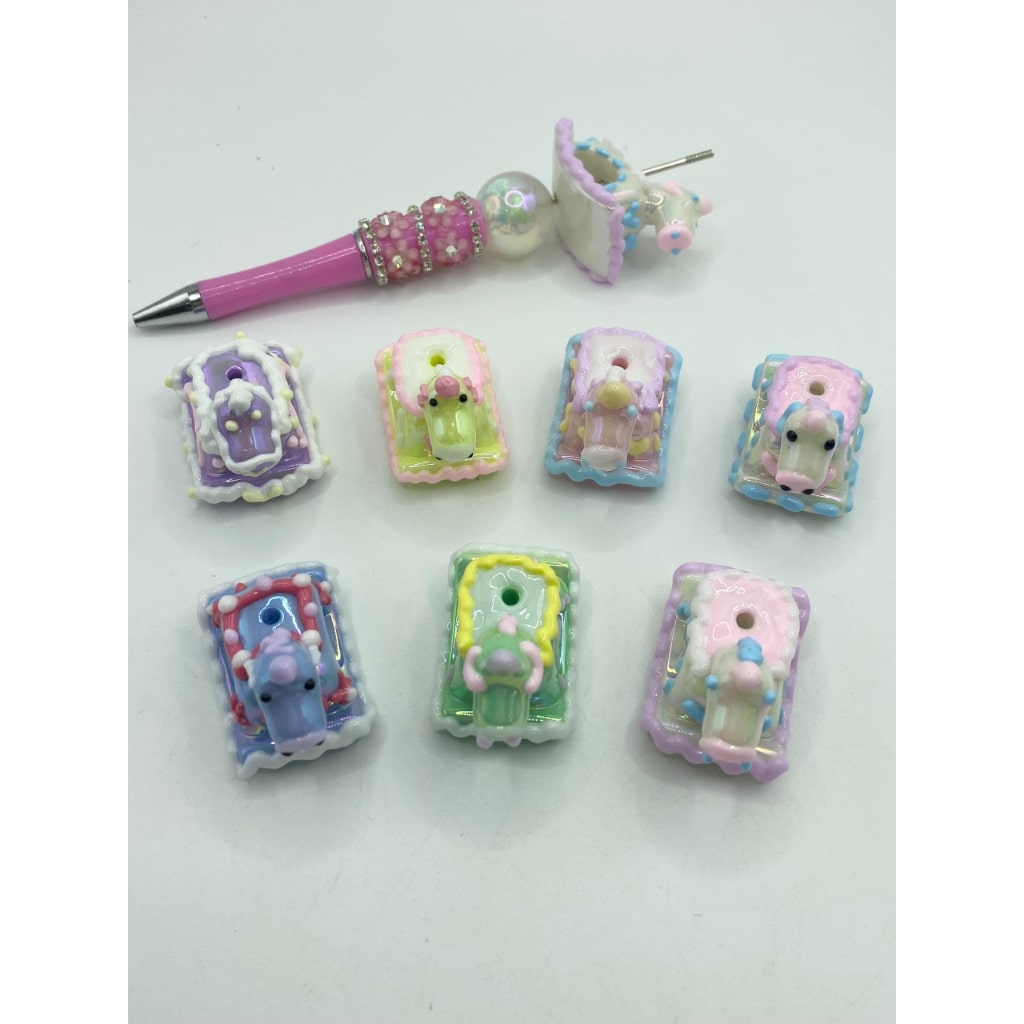 Hand Printed Trojan horse Acrylic Beads ,20mm by 25mm,Random Mix,DP