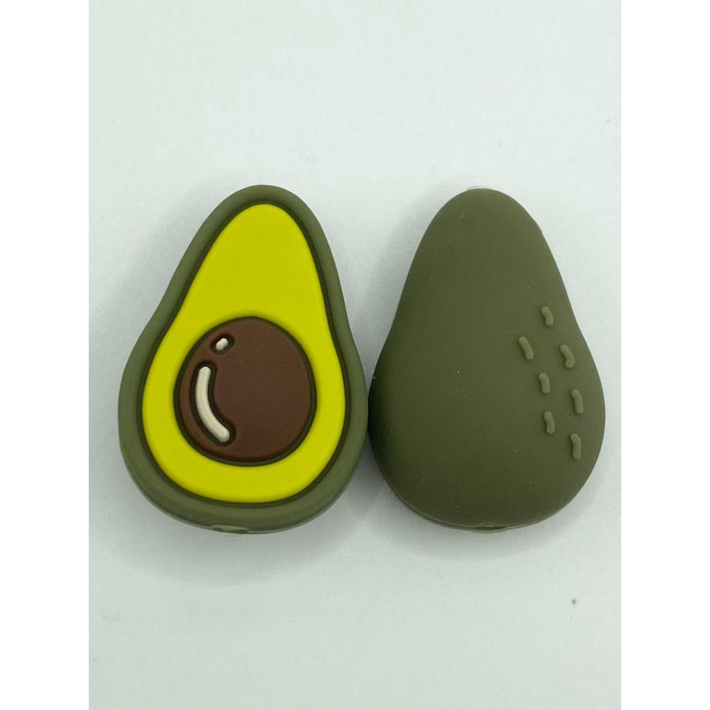 3D Avocado With Different Side Silicone Focal Beads