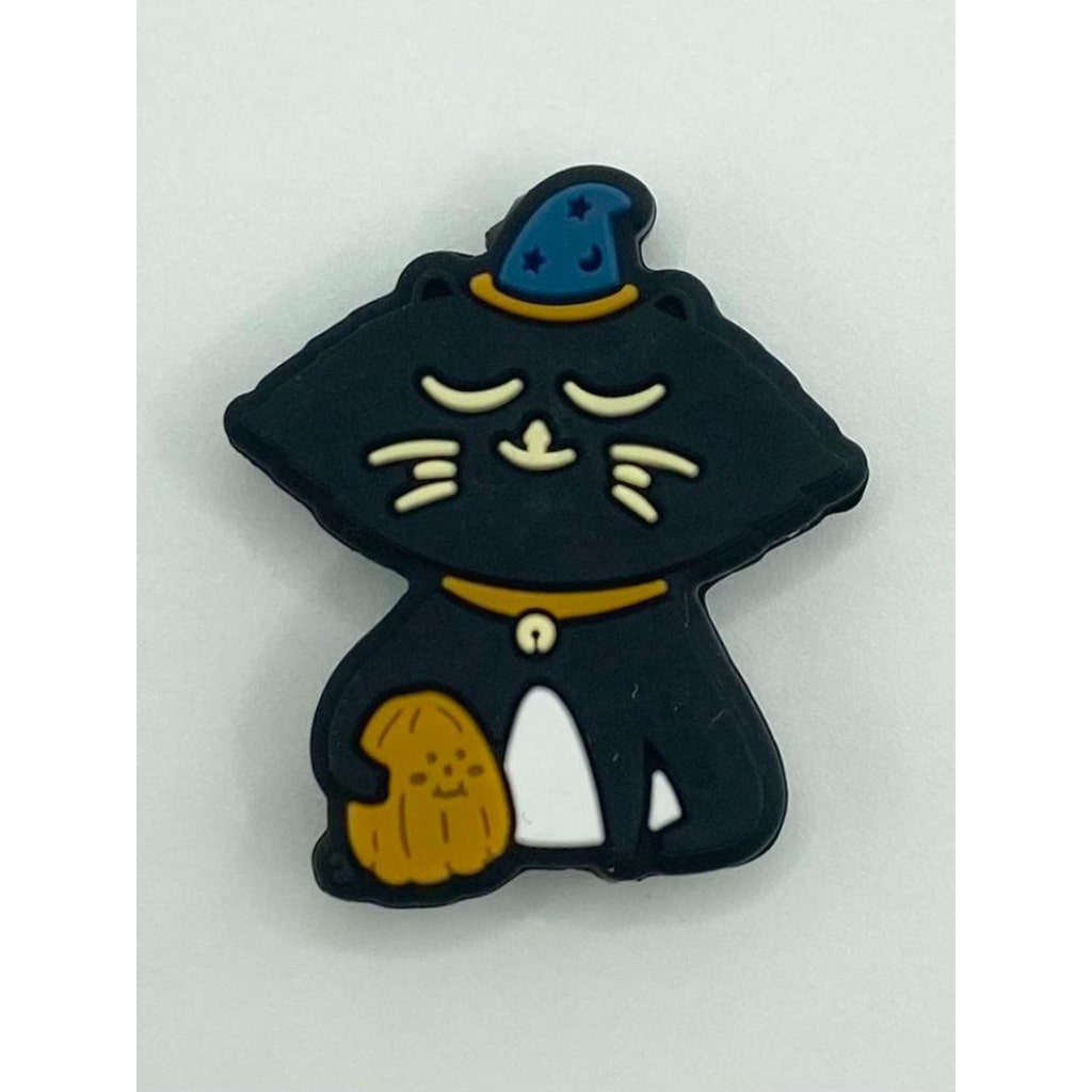 Cute Black Sleepy Kitten & Cat With Hat Silicone Focal Beads