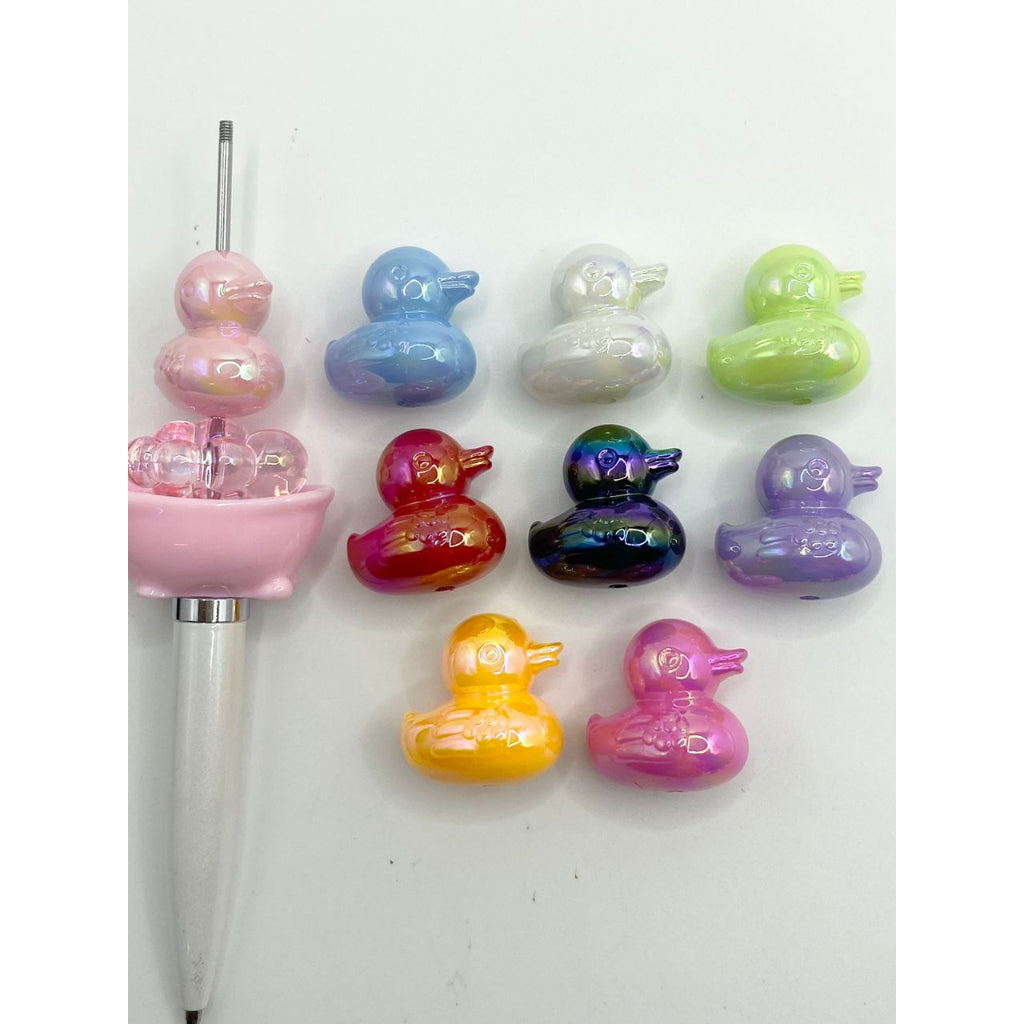 Glossy Cute Duckling Acrylic Beads, Random Mix, WQ