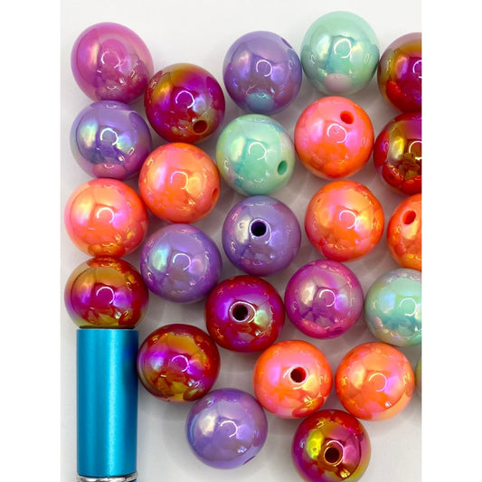 Glossy Acrylic Beads With UV Finish ,16mm,Random Mix ,XX