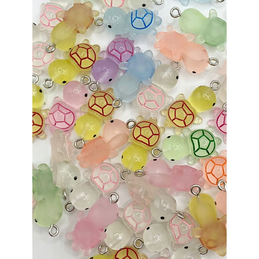 Clear See-Thru Cute Turtle Acrylic Beads With Hook (No Holes),7mm by 26mm,Random Mix