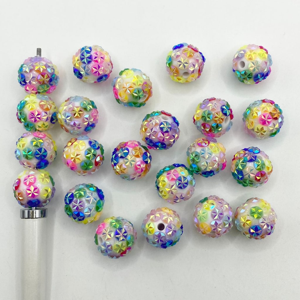 Rainbow Multicolor Sparkling Rhinestone Acrylic Beads ,16mm