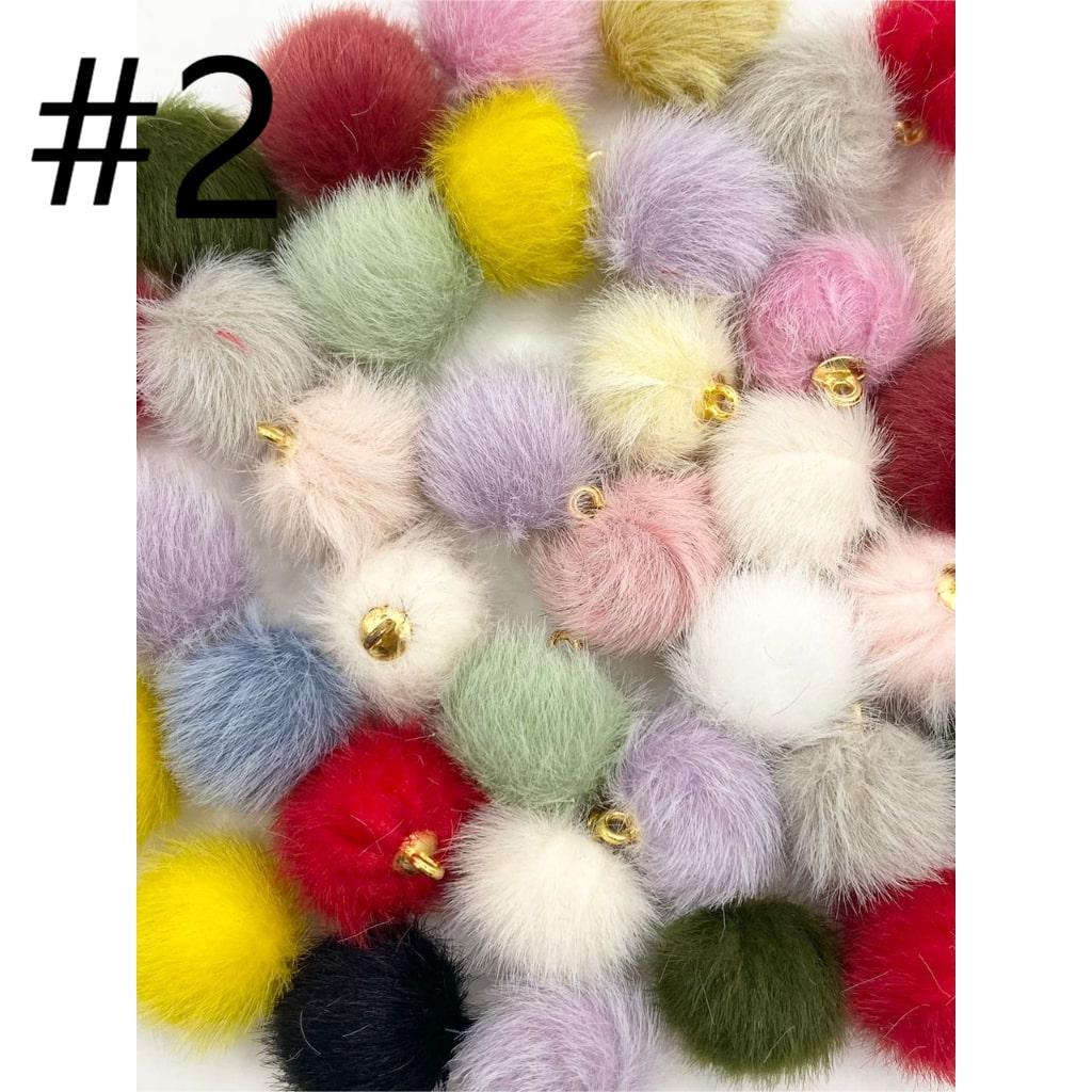 Pom Pom Fluffy Balls Beads With Pendants ,16mm,Random Mix