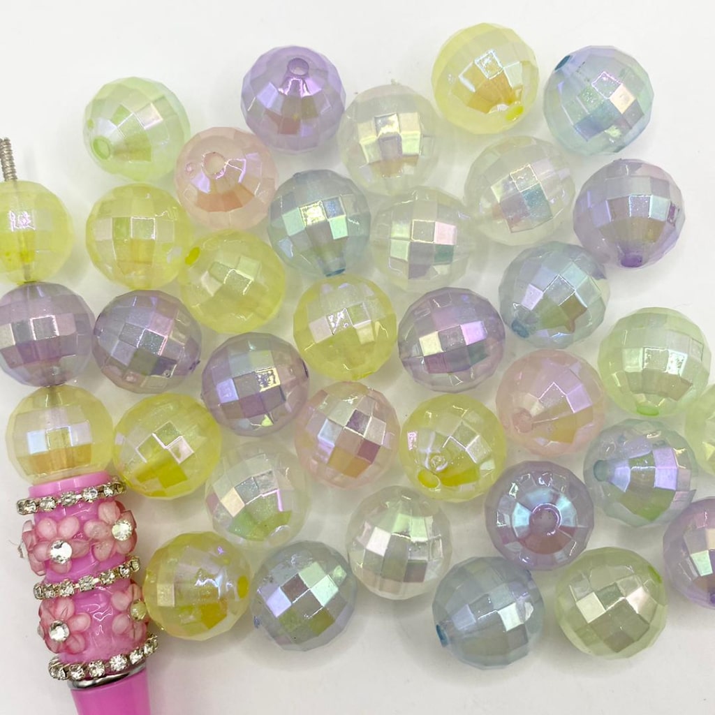 Luminious Facted Plain Acrylic Beads ,16mm,Random Mix,CM