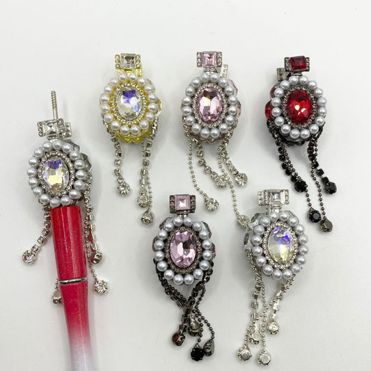 Fancy Alloy & Metal Perfume Beads With Rhinestone Chain and Crystal in the Middle ,25mm by 36mm,Random Mix