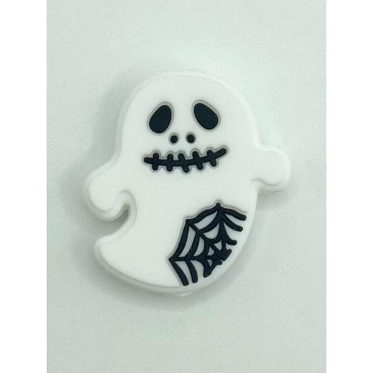 Halloween Cute Ghost With Spider Web Silicone Focal Beads