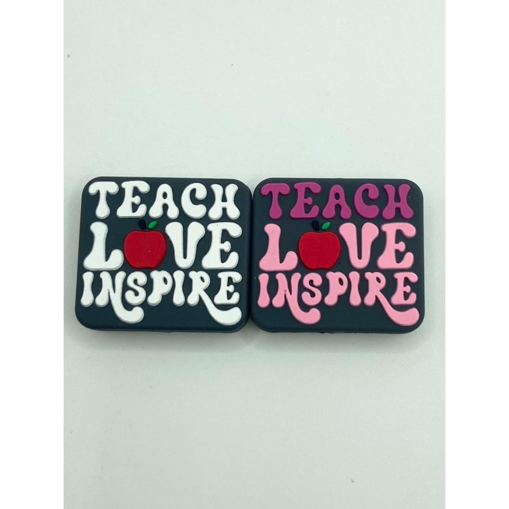 Teach Love Inspire Silicone Focal Beads,Random Mix