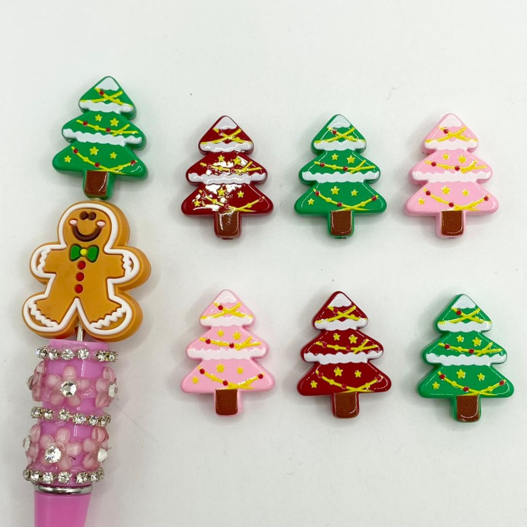 Christmas Tree Acrylic Beads ,20mm by 26mm ,Random Mix ,SB