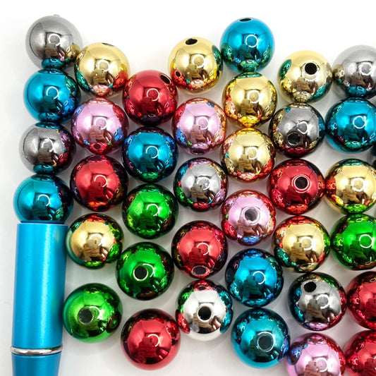 Metallic Color Acrylic Beads,14mm,Random Mix,YH