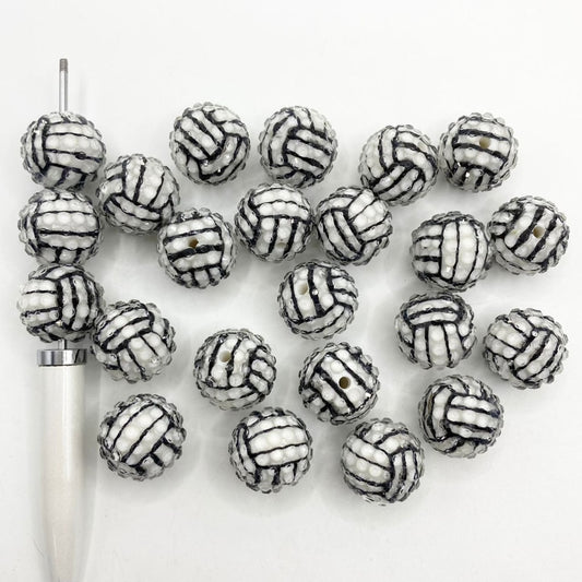 Volleyball Jelly Rhinestone Acrylic Beads,17mm