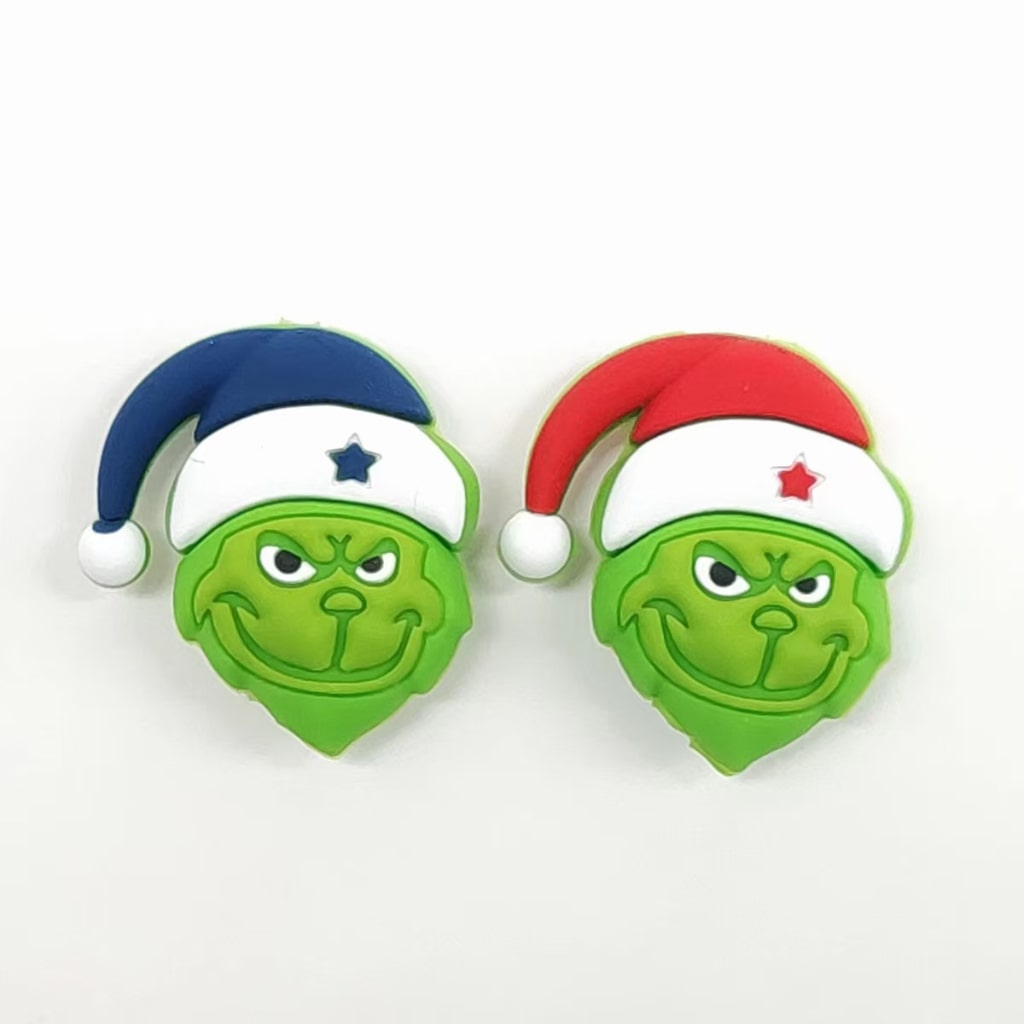 3D Christmas Grinch Silicone Focal Beads,Random Mix