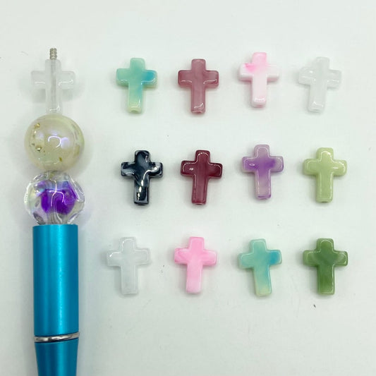 Transparent & Ombre & Marble Cross Acrylic Beads ,12mm by 16mm ,Random Mix,AZ