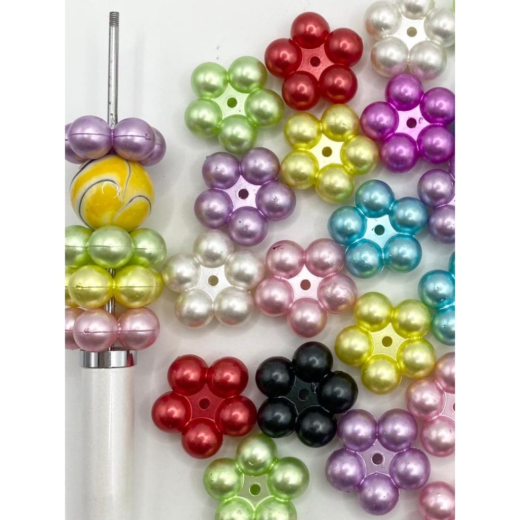 Flower Spacer Acrylic Beads ,20mm, Solid na Kulay at Transparent na Kulay, QZ